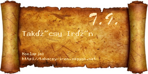 Takácsy Irén névjegykártya